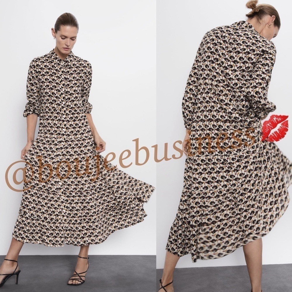 ZARA BNWT Printed Midi Dress